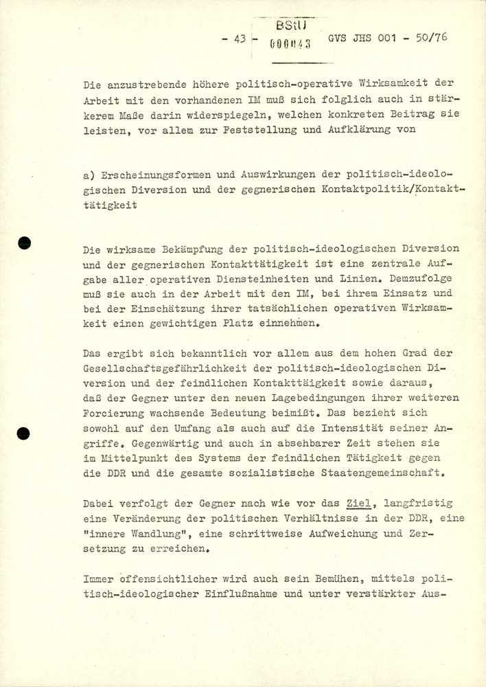 Dissertation "Zur Rolle und dem aktuell-politischen Inhalt eines aufgabenbezogenen Feindbildes in der Zusammenarbeit mit IM"