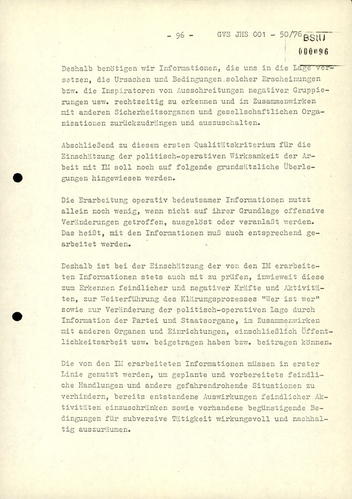 Dissertation "Zur Rolle und dem aktuell-politischen Inhalt eines aufgabenbezogenen Feindbildes in der Zusammenarbeit mit IM"