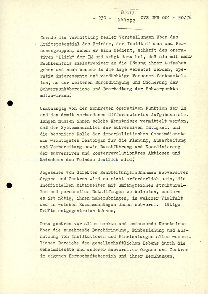 Dissertation "Zur Rolle und dem aktuell-politischen Inhalt eines aufgabenbezogenen Feindbildes in der Zusammenarbeit mit IM"