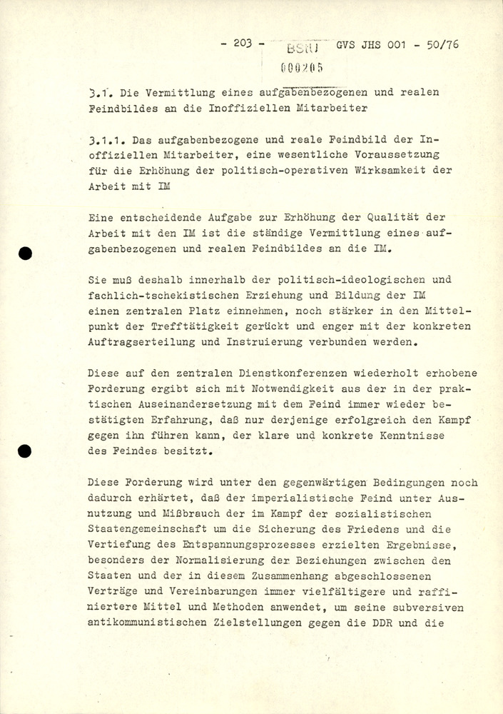 Dissertation "Zur Rolle und dem aktuell-politischen Inhalt eines aufgabenbezogenen Feindbildes in der Zusammenarbeit mit IM"