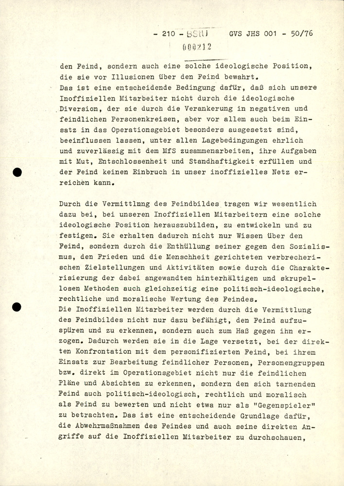 Dissertation "Zur Rolle und dem aktuell-politischen Inhalt eines aufgabenbezogenen Feindbildes in der Zusammenarbeit mit IM"
