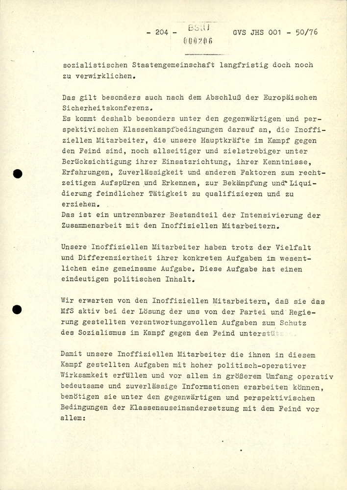 Dissertation "Zur Rolle und dem aktuell-politischen Inhalt eines aufgabenbezogenen Feindbildes in der Zusammenarbeit mit IM"