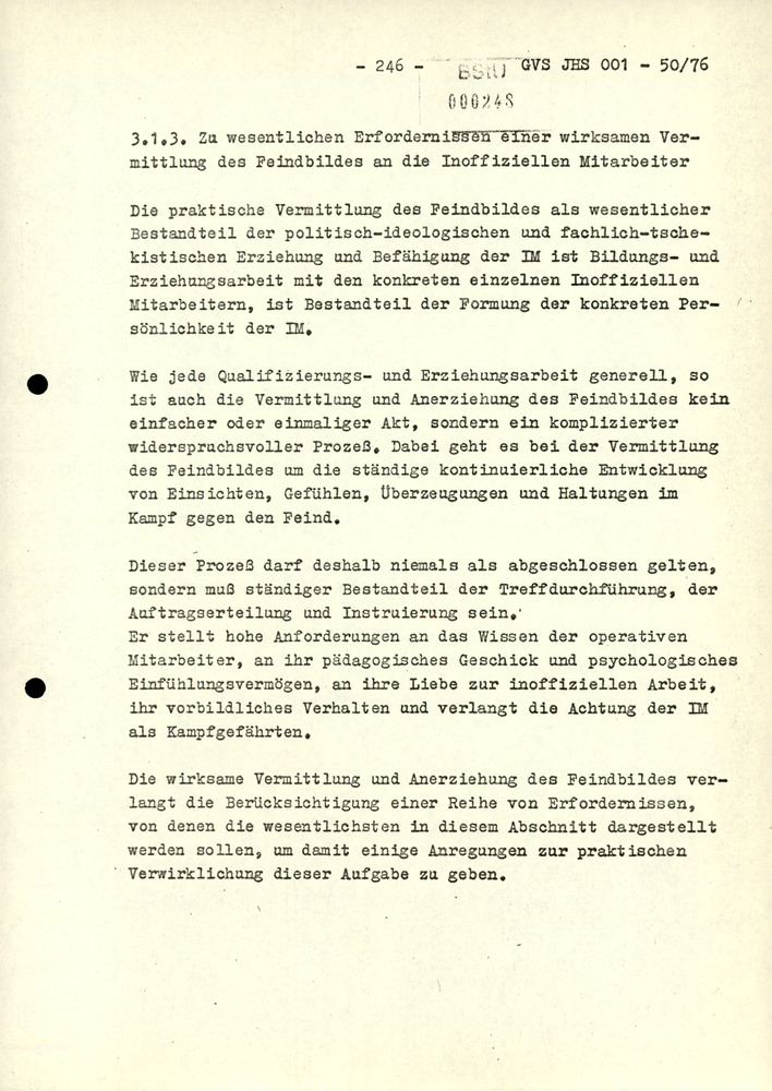Dissertation "Zur Rolle und dem aktuell-politischen Inhalt eines aufgabenbezogenen Feindbildes in der Zusammenarbeit mit IM"