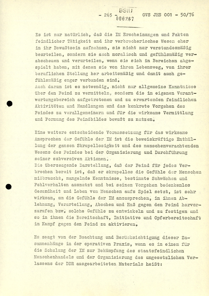 Dissertation "Zur Rolle und dem aktuell-politischen Inhalt eines aufgabenbezogenen Feindbildes in der Zusammenarbeit mit IM"