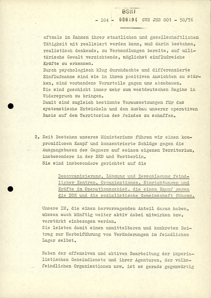 Dissertation "Zur Rolle und dem aktuell-politischen Inhalt eines aufgabenbezogenen Feindbildes in der Zusammenarbeit mit IM"