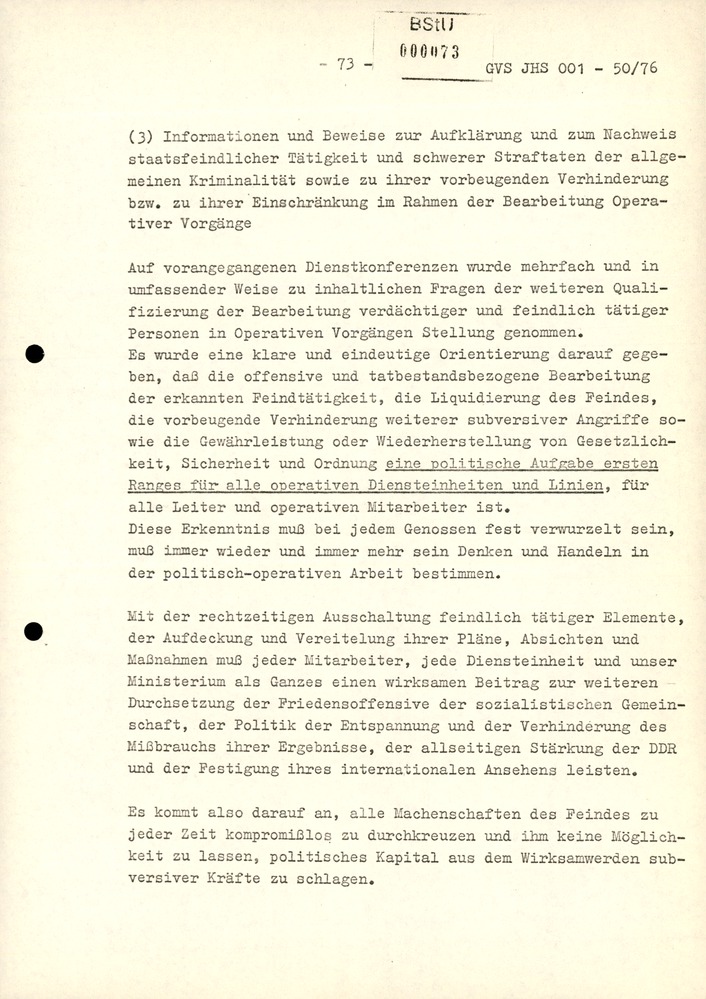 Dissertation "Zur Rolle und dem aktuell-politischen Inhalt eines aufgabenbezogenen Feindbildes in der Zusammenarbeit mit IM"
