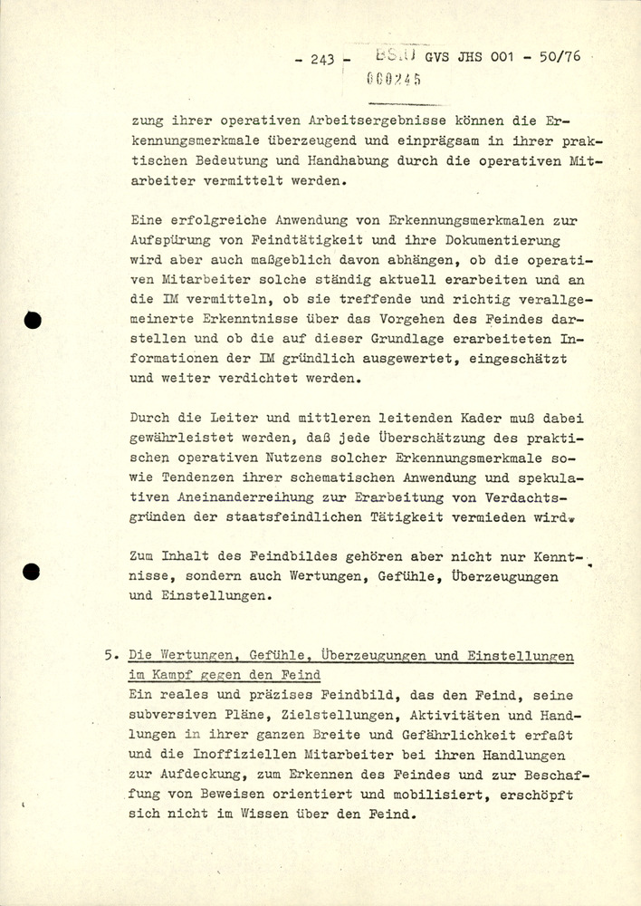 Dissertation "Zur Rolle und dem aktuell-politischen Inhalt eines aufgabenbezogenen Feindbildes in der Zusammenarbeit mit IM"
