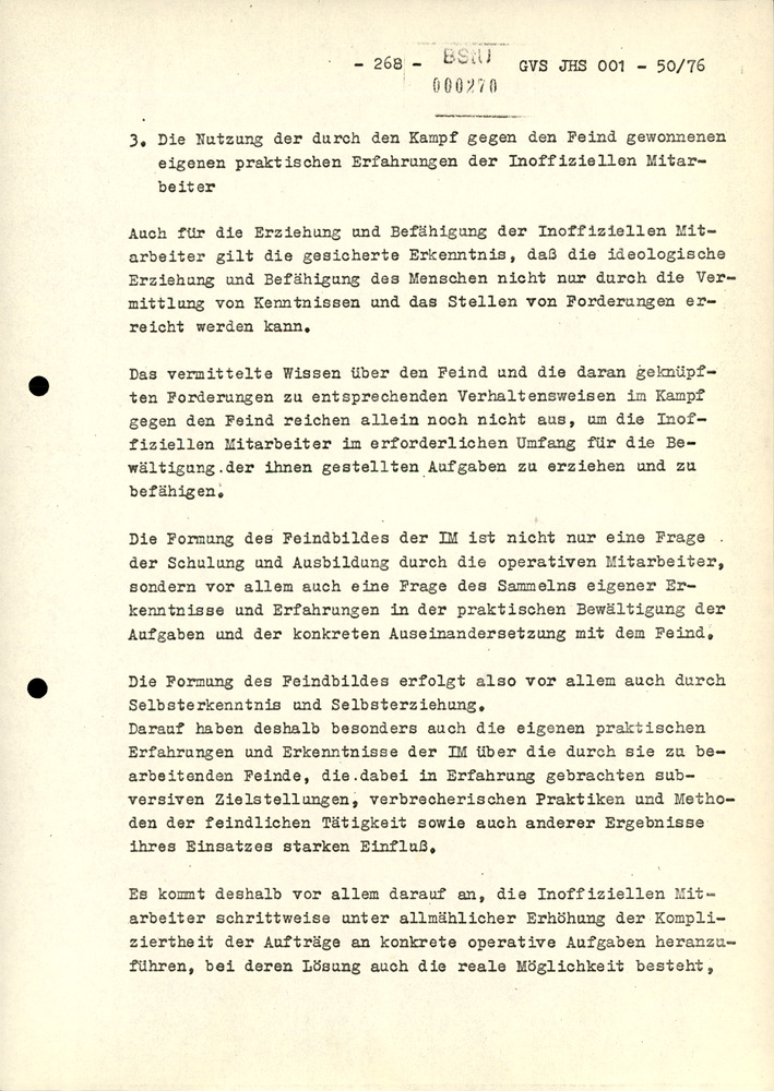 Dissertation "Zur Rolle und dem aktuell-politischen Inhalt eines aufgabenbezogenen Feindbildes in der Zusammenarbeit mit IM"