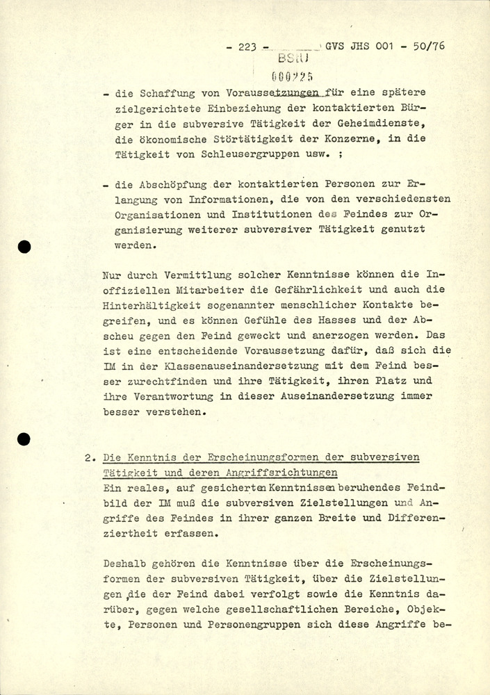 Dissertation "Zur Rolle und dem aktuell-politischen Inhalt eines aufgabenbezogenen Feindbildes in der Zusammenarbeit mit IM"
