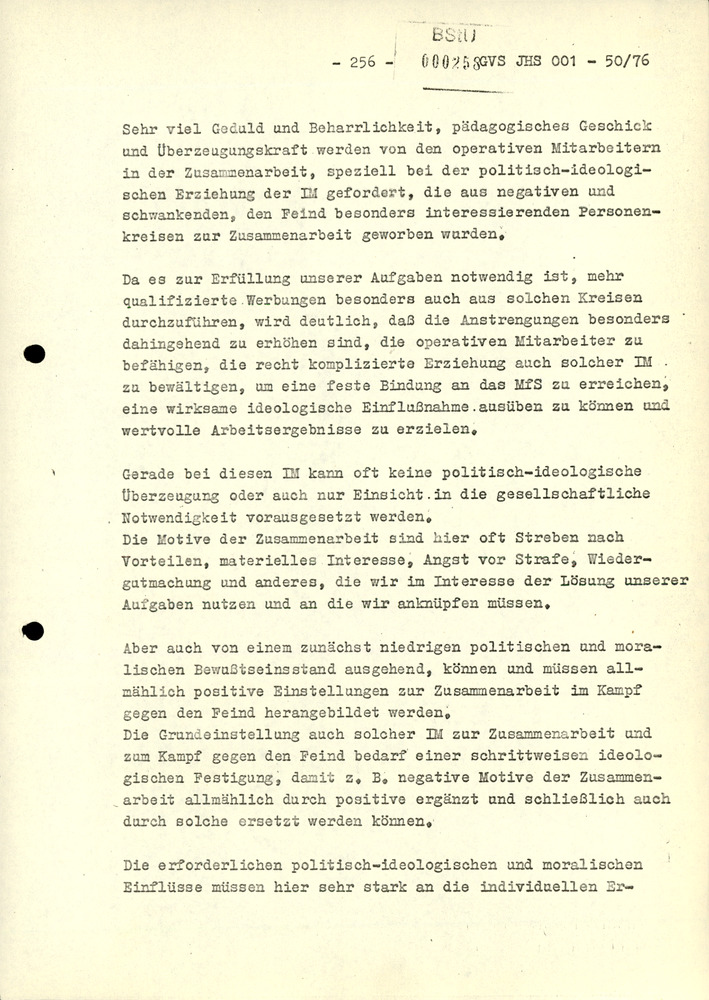 Dissertation "Zur Rolle und dem aktuell-politischen Inhalt eines aufgabenbezogenen Feindbildes in der Zusammenarbeit mit IM"