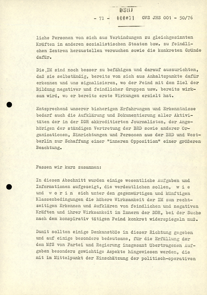 Dissertation "Zur Rolle und dem aktuell-politischen Inhalt eines aufgabenbezogenen Feindbildes in der Zusammenarbeit mit IM"