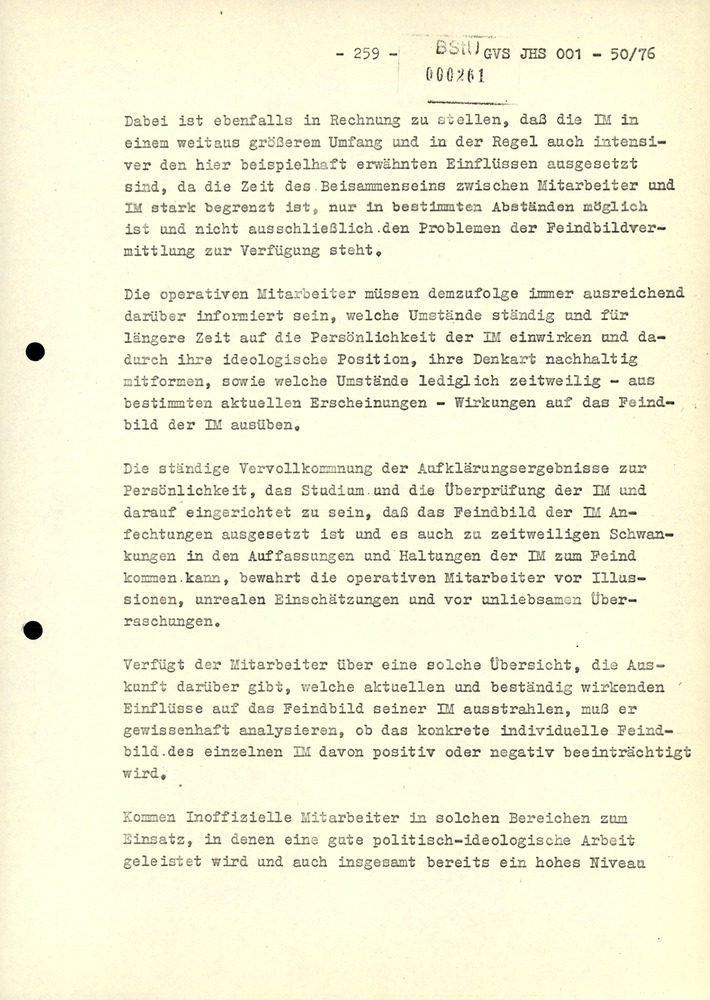 Dissertation "Zur Rolle und dem aktuell-politischen Inhalt eines aufgabenbezogenen Feindbildes in der Zusammenarbeit mit IM"