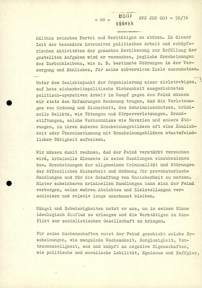 Dissertation "Zur Rolle und dem aktuell-politischen Inhalt eines aufgabenbezogenen Feindbildes in der Zusammenarbeit mit IM"