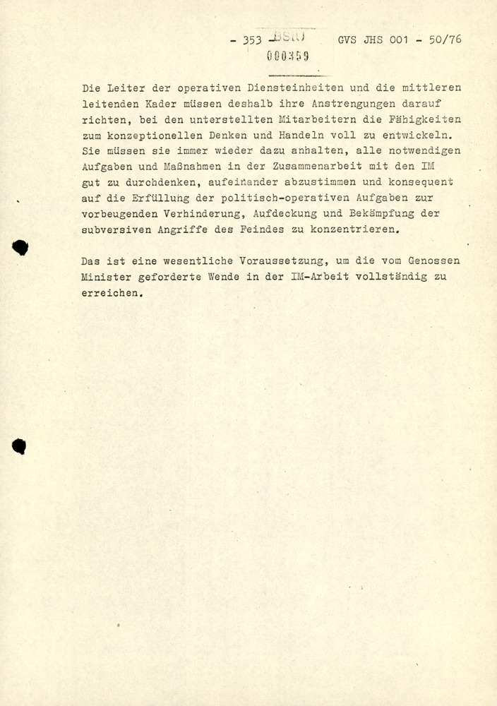 Dissertation "Zur Rolle und dem aktuell-politischen Inhalt eines aufgabenbezogenen Feindbildes in der Zusammenarbeit mit IM"