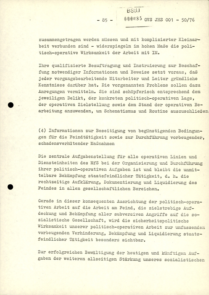 Dissertation "Zur Rolle und dem aktuell-politischen Inhalt eines aufgabenbezogenen Feindbildes in der Zusammenarbeit mit IM"