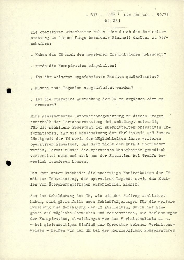 Dissertation "Zur Rolle und dem aktuell-politischen Inhalt eines aufgabenbezogenen Feindbildes in der Zusammenarbeit mit IM"