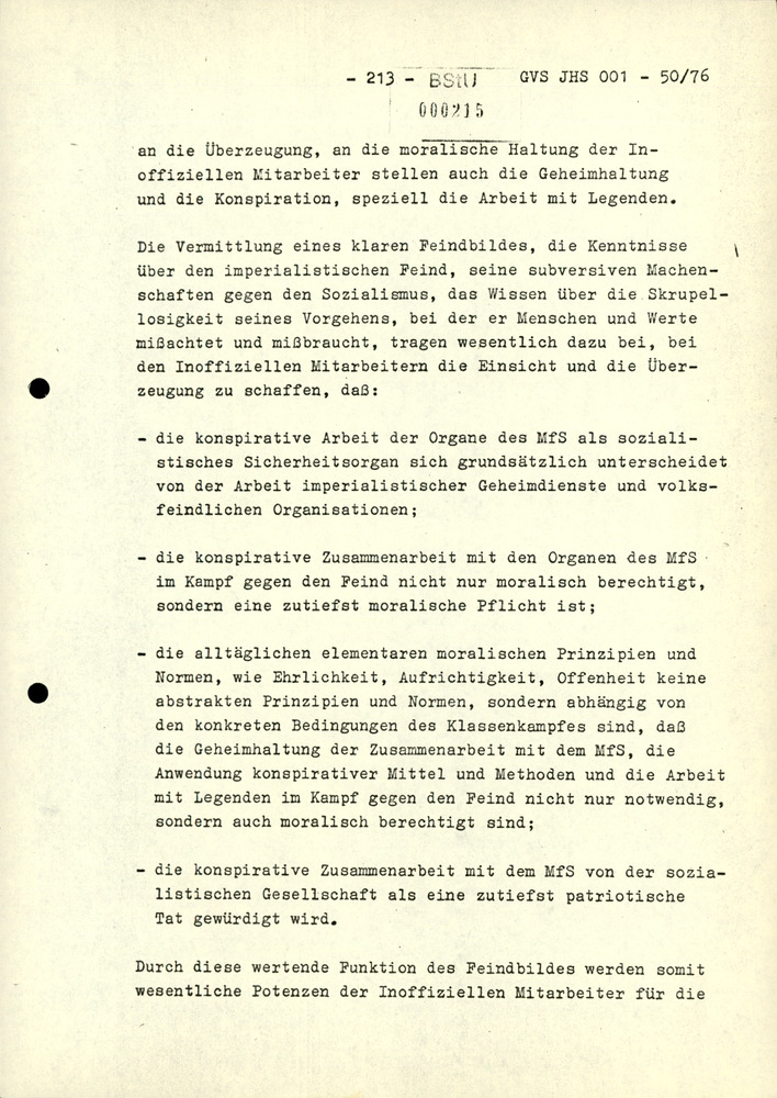 Dissertation "Zur Rolle und dem aktuell-politischen Inhalt eines aufgabenbezogenen Feindbildes in der Zusammenarbeit mit IM"