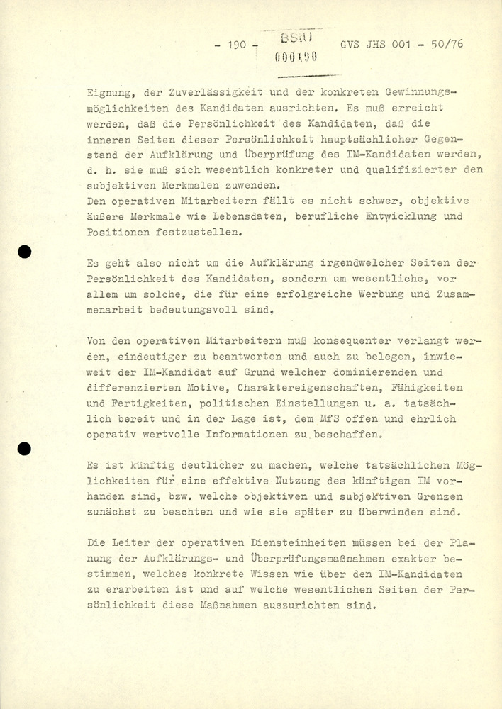 Dissertation "Zur Rolle und dem aktuell-politischen Inhalt eines aufgabenbezogenen Feindbildes in der Zusammenarbeit mit IM"