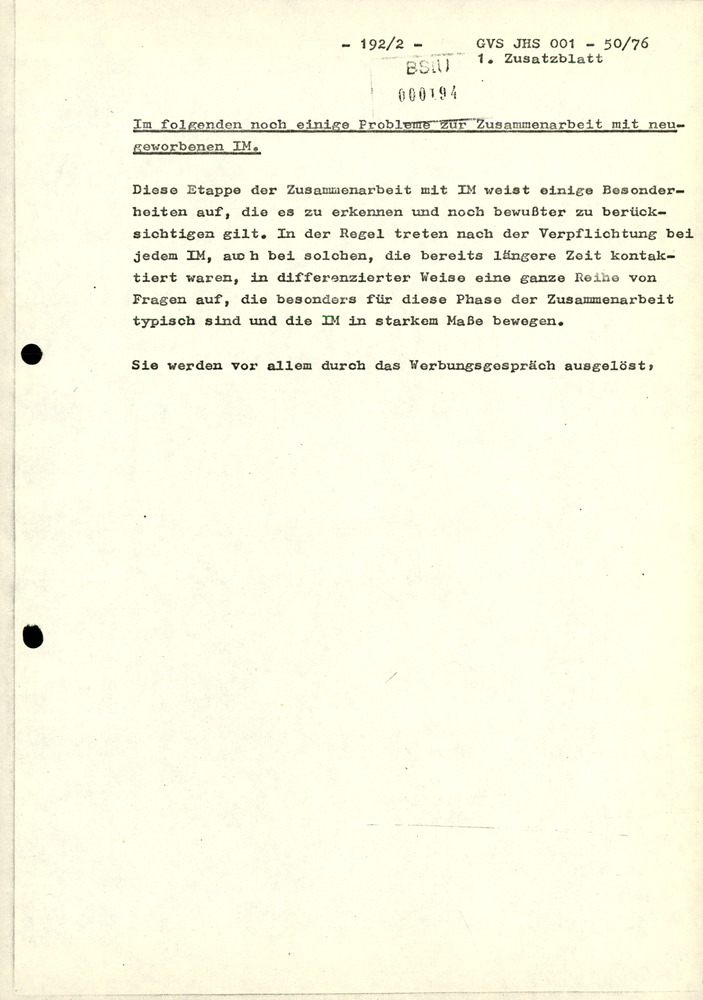 Dissertation "Zur Rolle und dem aktuell-politischen Inhalt eines aufgabenbezogenen Feindbildes in der Zusammenarbeit mit IM"