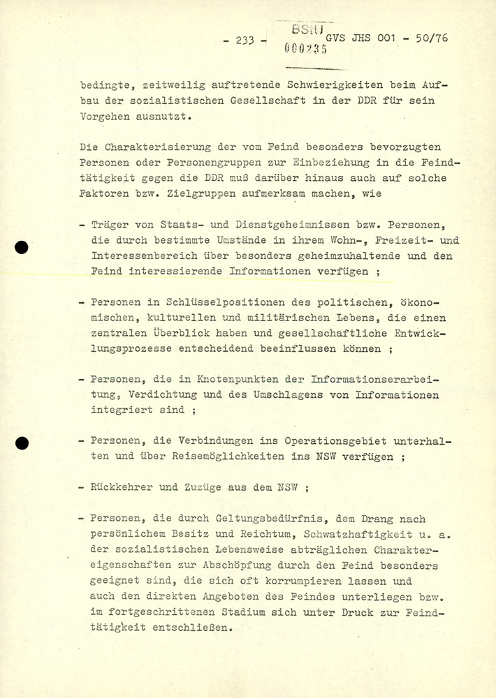 Dissertation "Zur Rolle und dem aktuell-politischen Inhalt eines aufgabenbezogenen Feindbildes in der Zusammenarbeit mit IM"