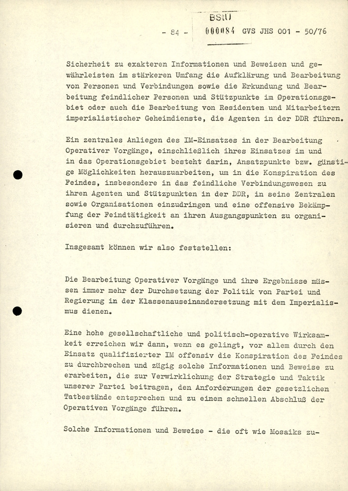 Dissertation "Zur Rolle und dem aktuell-politischen Inhalt eines aufgabenbezogenen Feindbildes in der Zusammenarbeit mit IM"