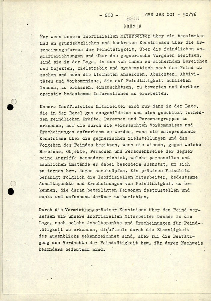 Dissertation "Zur Rolle und dem aktuell-politischen Inhalt eines aufgabenbezogenen Feindbildes in der Zusammenarbeit mit IM"