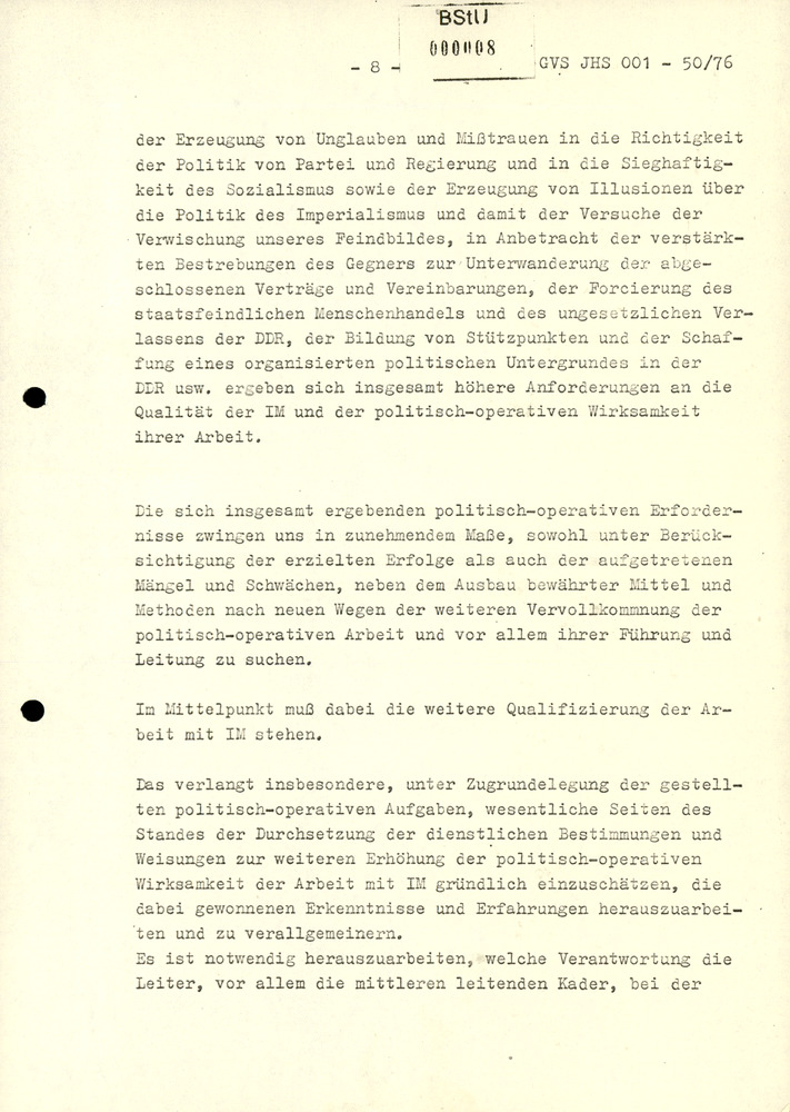 Dissertation "Zur Rolle und dem aktuell-politischen Inhalt eines aufgabenbezogenen Feindbildes in der Zusammenarbeit mit IM"