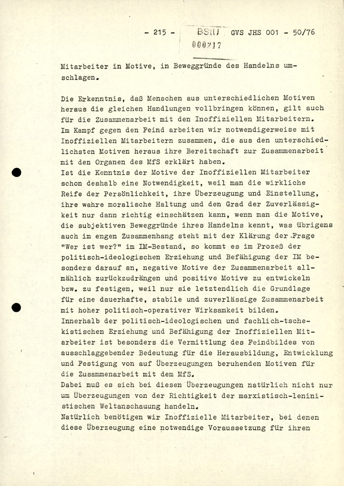 Dissertation "Zur Rolle und dem aktuell-politischen Inhalt eines aufgabenbezogenen Feindbildes in der Zusammenarbeit mit IM"