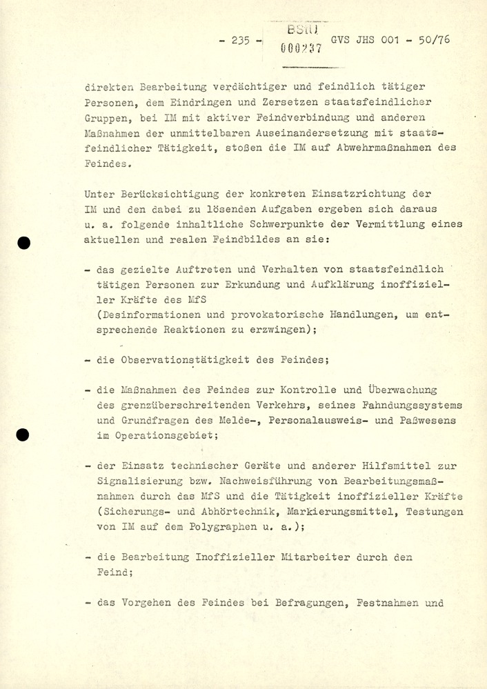 Dissertation "Zur Rolle und dem aktuell-politischen Inhalt eines aufgabenbezogenen Feindbildes in der Zusammenarbeit mit IM"