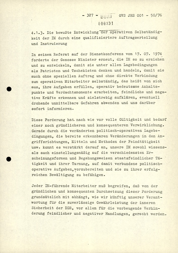 Dissertation "Zur Rolle und dem aktuell-politischen Inhalt eines aufgabenbezogenen Feindbildes in der Zusammenarbeit mit IM"