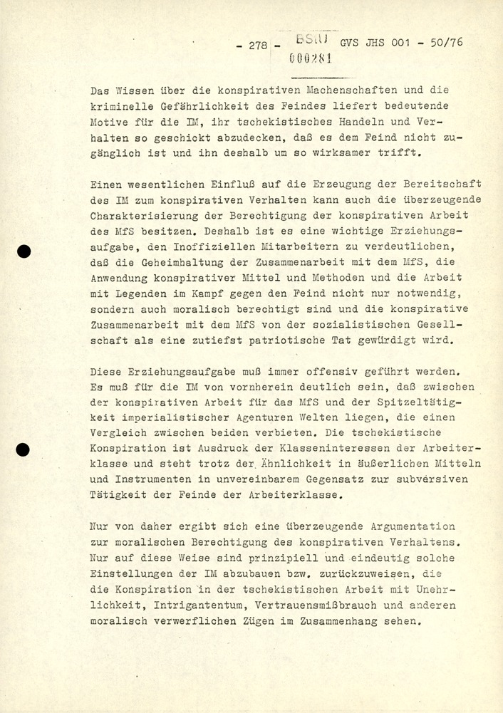 Dissertation "Zur Rolle und dem aktuell-politischen Inhalt eines aufgabenbezogenen Feindbildes in der Zusammenarbeit mit IM"