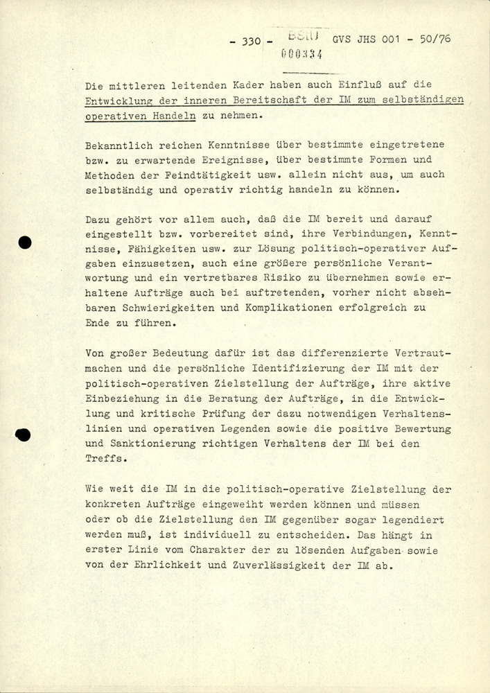 Dissertation "Zur Rolle und dem aktuell-politischen Inhalt eines aufgabenbezogenen Feindbildes in der Zusammenarbeit mit IM"
