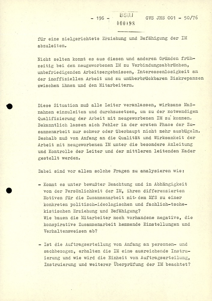Dissertation "Zur Rolle und dem aktuell-politischen Inhalt eines aufgabenbezogenen Feindbildes in der Zusammenarbeit mit IM"