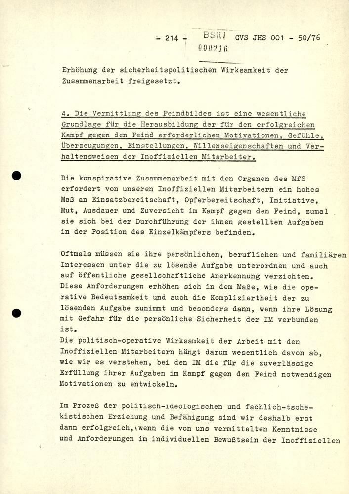 Dissertation "Zur Rolle und dem aktuell-politischen Inhalt eines aufgabenbezogenen Feindbildes in der Zusammenarbeit mit IM"