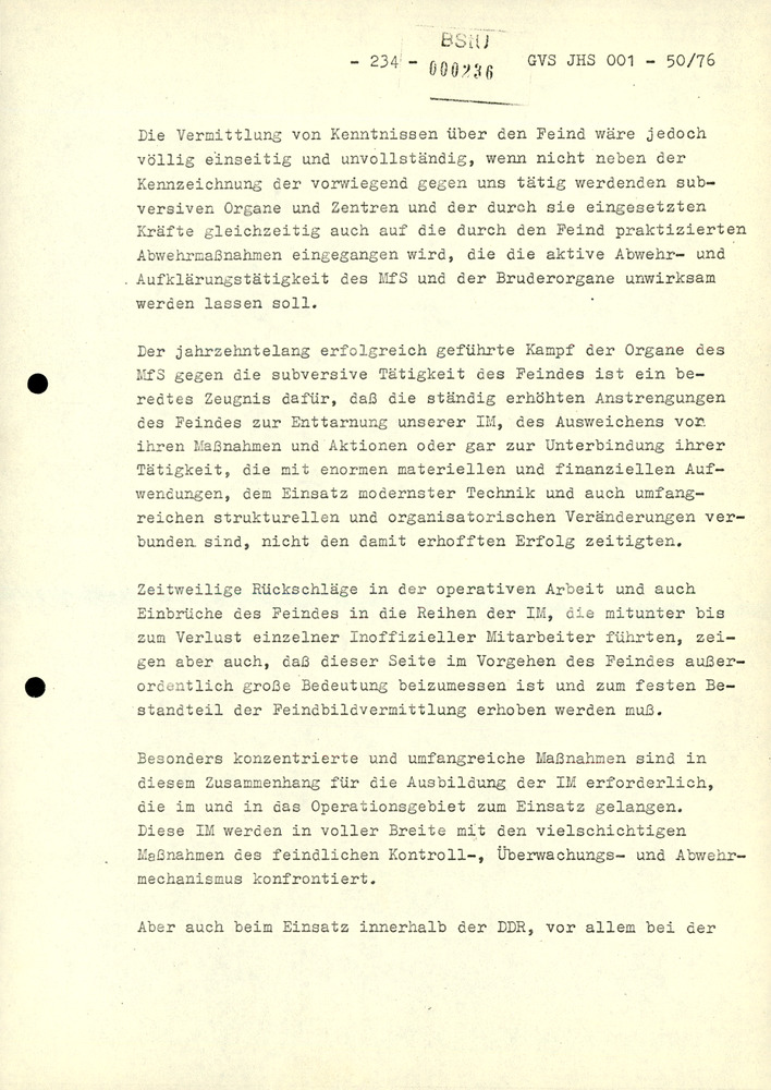 Dissertation "Zur Rolle und dem aktuell-politischen Inhalt eines aufgabenbezogenen Feindbildes in der Zusammenarbeit mit IM"
