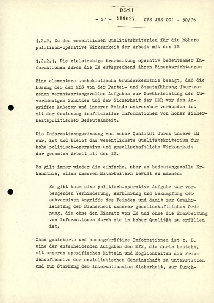 Dissertation "Zur Rolle und dem aktuell-politischen Inhalt eines aufgabenbezogenen Feindbildes in der Zusammenarbeit mit IM"