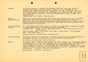 Auflistung schriftlicher Proteste im Januar 1989