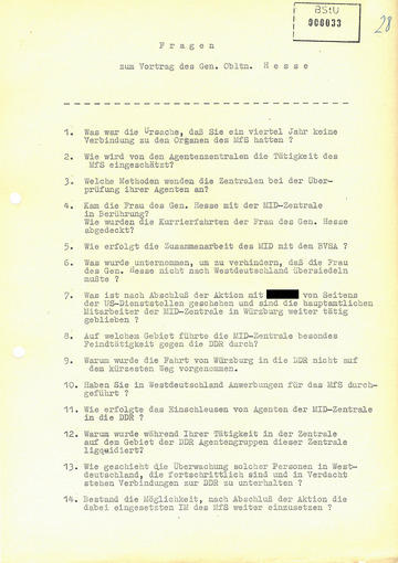 Fragen zu einem Vortrag Horst Hesses