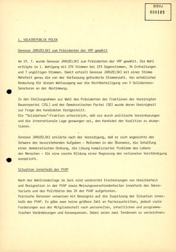 "Monatsübersicht Nr. 7/89 über aktuelle Probleme der Lageentwicklung in sozialistischen Staaten"