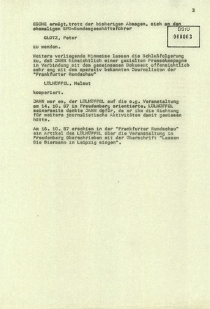 Hinweise zum geplanten "Mißbrauch" des SED –SPD-Grundlagenpapiers durch DDR-Oppositionelle