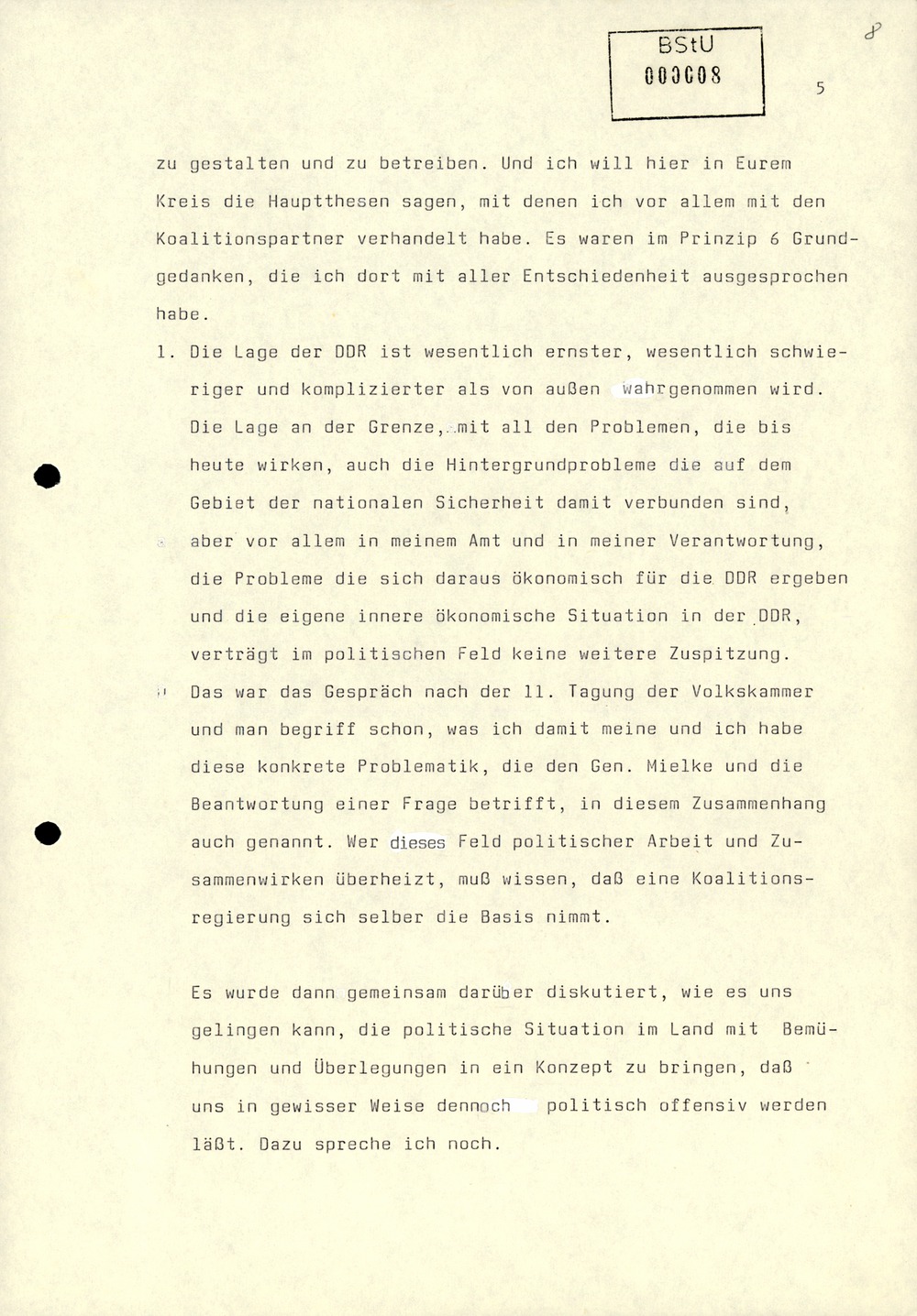 Dienstbesprechung zur Einführung von Wolfgang Schwanitz als Leiter des Amtes für Nationale Sicherheit