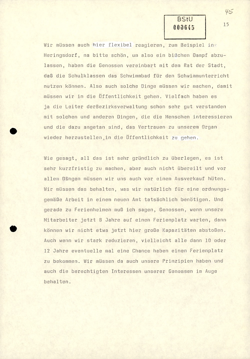 Dienstbesprechung zur Einführung von Wolfgang Schwanitz als Leiter des Amtes für Nationale Sicherheit