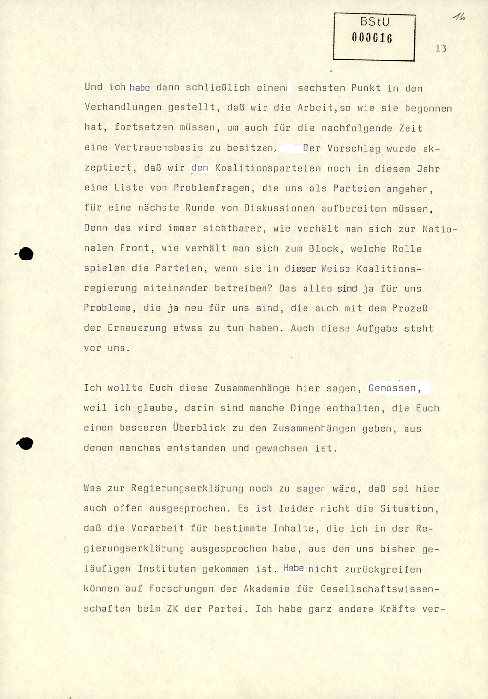 Dienstbesprechung zur Einführung von Wolfgang Schwanitz als Leiter des Amtes für Nationale Sicherheit
