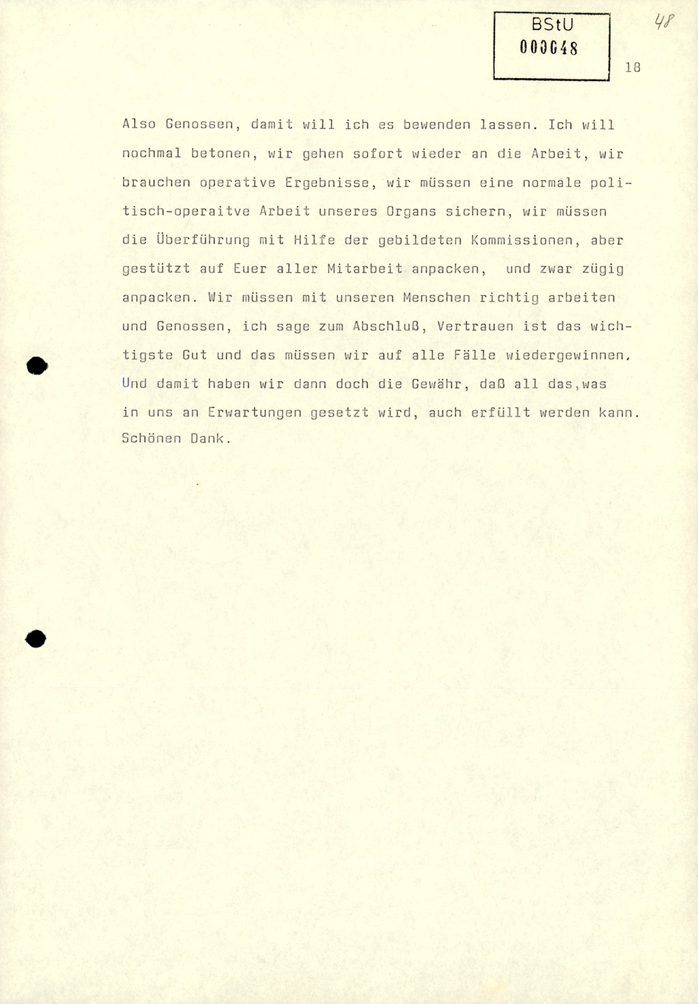 Dienstbesprechung zur Einführung von Wolfgang Schwanitz als Leiter des Amtes für Nationale Sicherheit