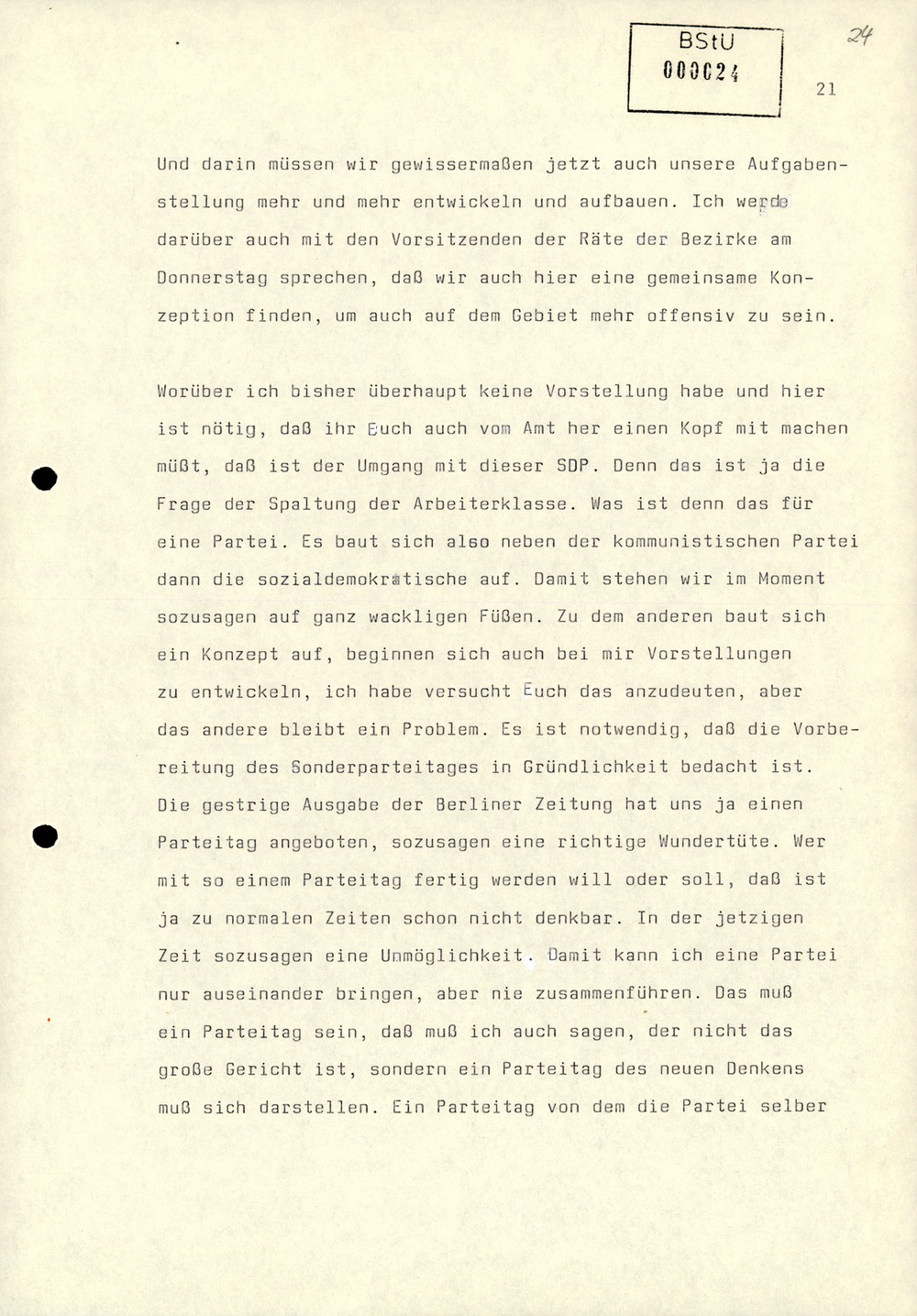 Dienstbesprechung zur Einführung von Wolfgang Schwanitz als Leiter des Amtes für Nationale Sicherheit