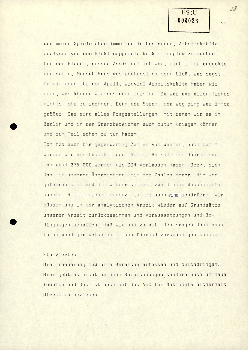 Dienstbesprechung zur Einführung von Wolfgang Schwanitz als Leiter des Amtes für Nationale Sicherheit