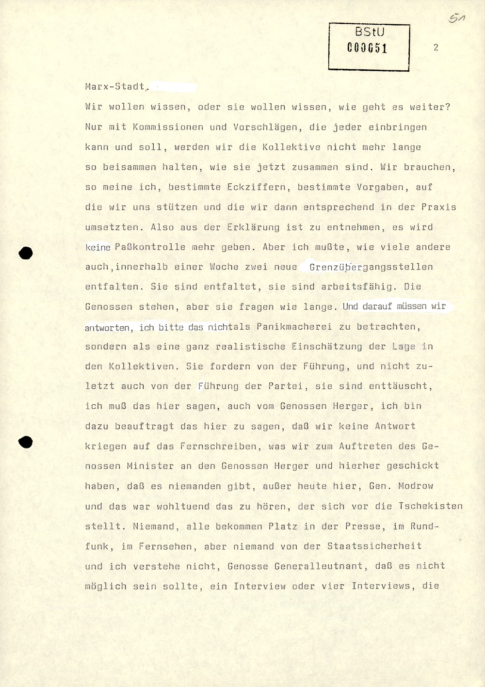Dienstbesprechung zur Einführung von Wolfgang Schwanitz als Leiter des Amtes für Nationale Sicherheit