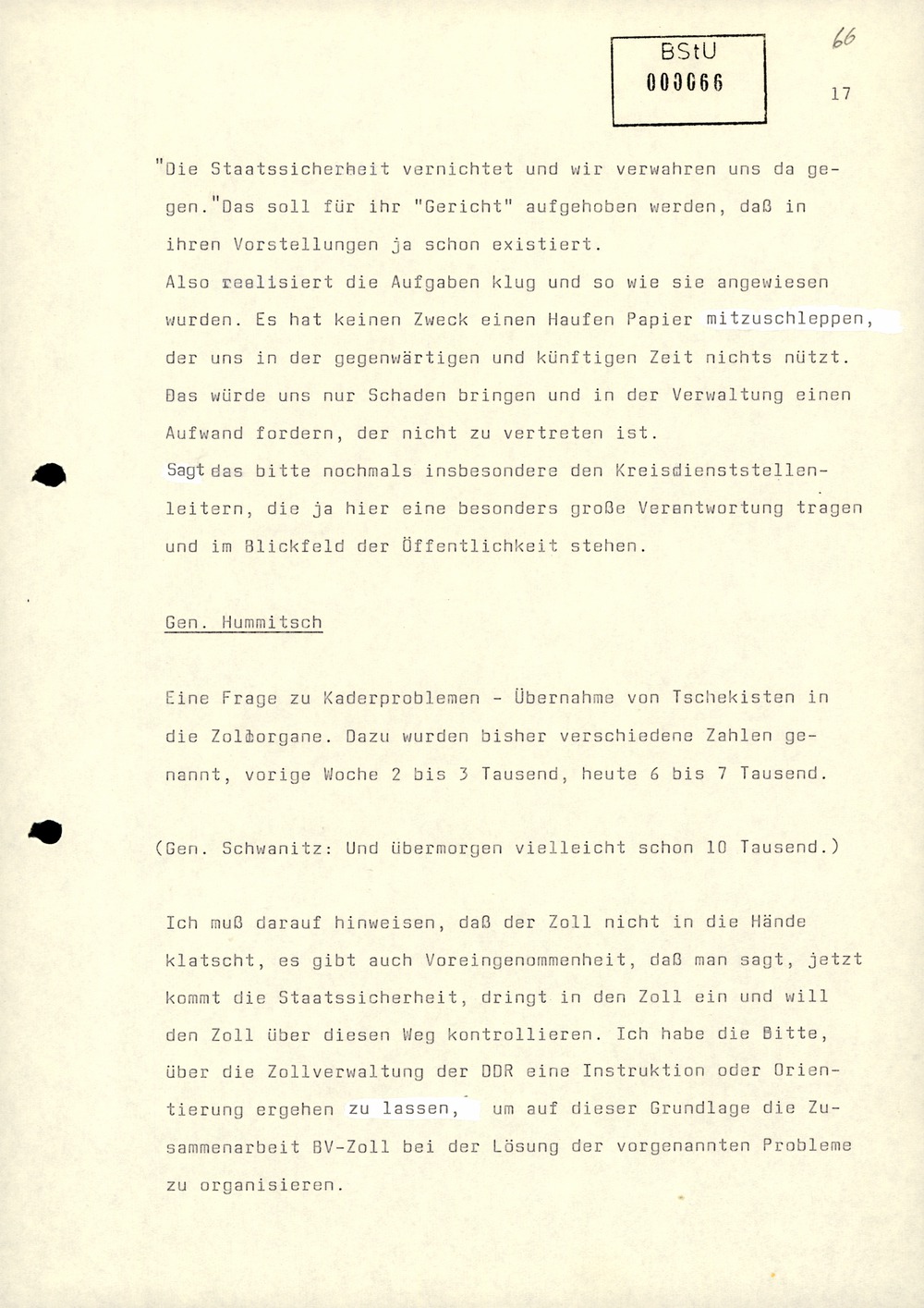 Dienstbesprechung zur Einführung von Wolfgang Schwanitz als Leiter des Amtes für Nationale Sicherheit