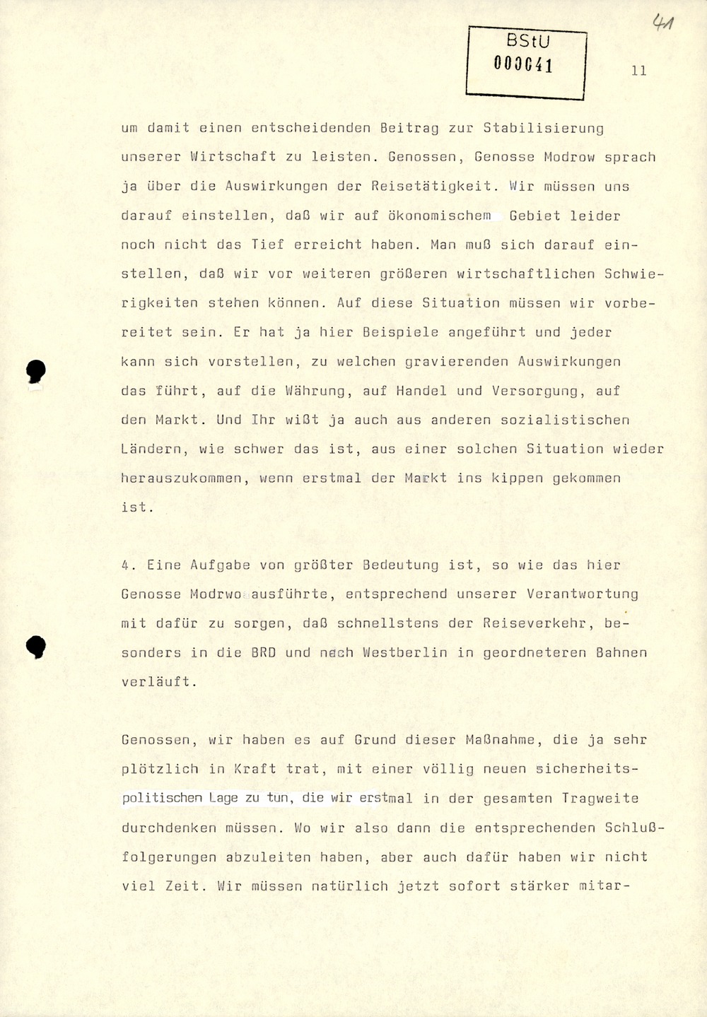 Dienstbesprechung zur Einführung von Wolfgang Schwanitz als Leiter des Amtes für Nationale Sicherheit