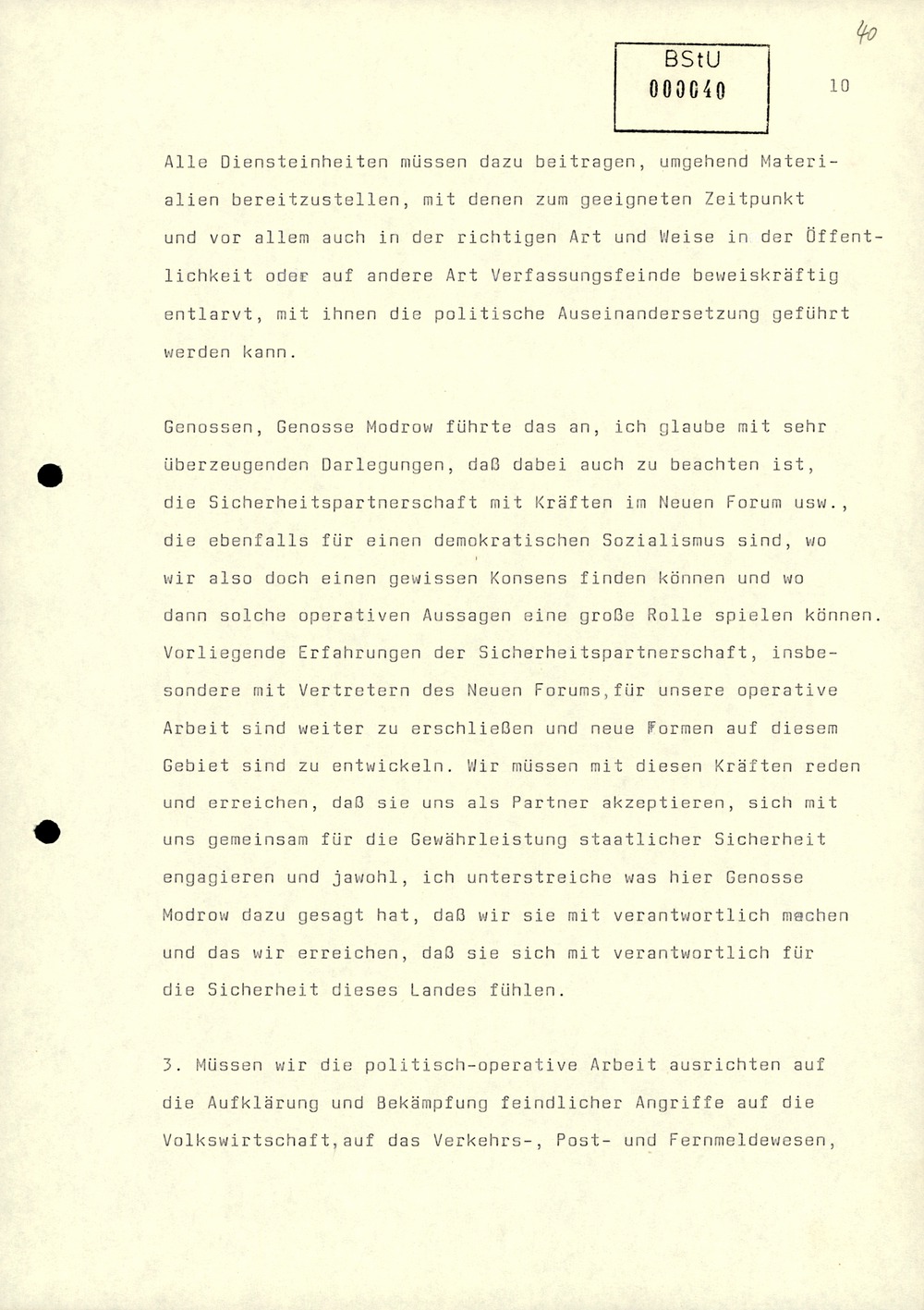Dienstbesprechung zur Einführung von Wolfgang Schwanitz als Leiter des Amtes für Nationale Sicherheit